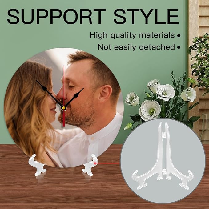 Generic Custom Clocks for Walls Personalized Picture Hanging Time Clocks That PVC Customized Round Silent Clock for Living Room Family Friends Gifts, 10inch-25cm