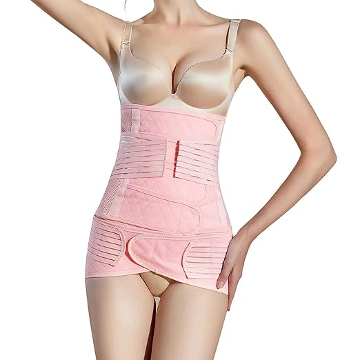 2 in 1 Postpartum Belly Band Wrap Pink, C-Section Support Belt X-Large, Post Partum Support Recovery Waist/Pelvis Belt, Hysterectomy Belly Band Binder Girdle Stomach