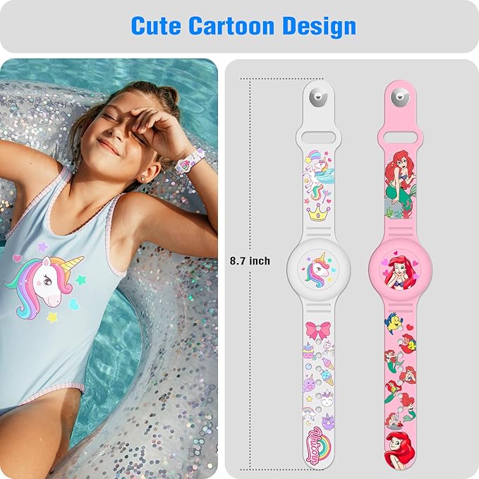 2 Pack AirTag Bracelet for Kids, Waterproof Air tag Holder for Kids with Soft Silicone Full Coverage Anti-Lost Hidden Airtag Wristband Accessories for Child