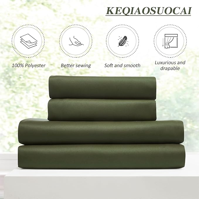 KEQIAOSUOCAI Dark Olive Pinch Pleated Curtains 45 Inches Long for Short Windows, Room Darkening Blackout Curtain Drapes for Bedroom 40 x 45 Inch -2 Panels