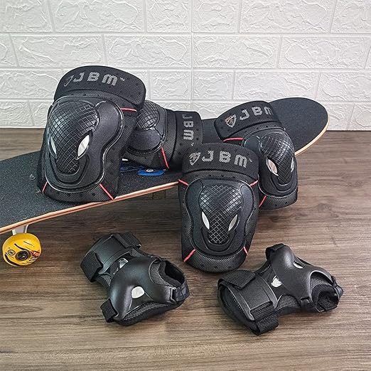 JBM Teenager Adult Bike Knee Pads and Elbow Pads with Wrist Guards Protective Gear Set for Biking, Riding, Cycling and Multi Sports Safety Scooter, Skateboard, Bicycle
