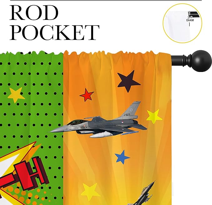 Superhero Rod Pocket Blackout Curtains for Boy Girl Bedroom, City War Explosion Comics Art Home Energy Efficient Light Filtering Window Curtain for Living Room, 63x63 inch