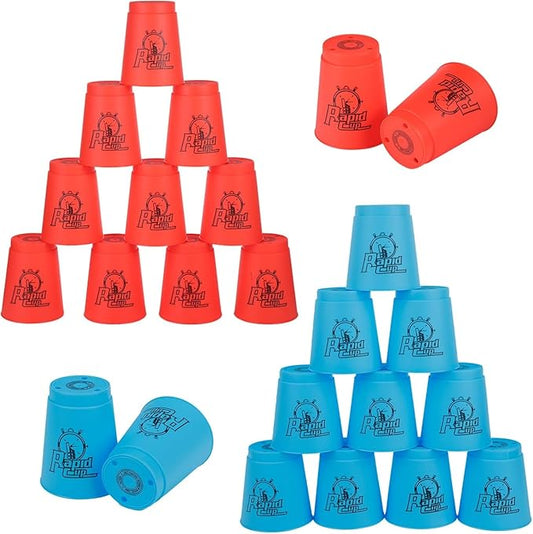 yeesport Sport Stacking Cups, 24pcs Sports Stacking Cups Sport Training Game for Challenge Competition Travel Party Gift for Kids and Adults (Blue & Red)