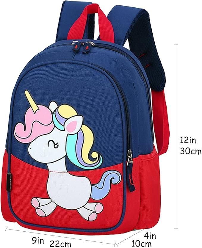 12 inch Kids Small Toddler Preschool Travel Backpack Cool Cute Cartoon Daypack (Little Red Unicorn)