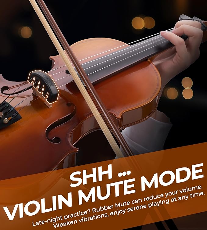 Vangoa Violin 1/2 Size for Kids Beginners Full Set, Spruce Childrens Fiddle Half Size Bundle Medium Acoustic Violins Starter Kit Package w/Side Solidwood, Hard Case for School Students Ages 6-9
