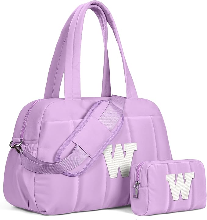 Initial Duffle Bag, Carry On Bags for Women，Overnight Bag with Wet Pocket，Trendy Gifts for Women-Lightweight Travel Bags Personalized Gym Tote with Makeup Pouch