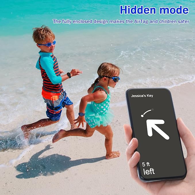 R-fun Waterproof for Air Tag Bracelets [2 Pack] Compatible with Apple Air Tag Finders with Soft Silicone,Anti Lost GPS Item Finders Case Cover,Night Blue/Black