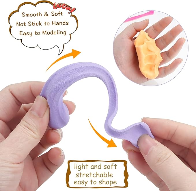CiaraQ Modeling Clay Kit - 64 Colors Air Dry Clay with Sculpting Tools, Ideal for Crafting, DIY Projects. Easter/Halloween/Christmas Gifts.