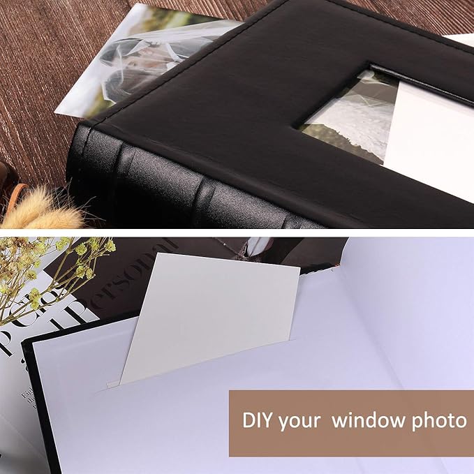 RECUTMS 4x6 Photo Album 300 Pictures Sewn Premium Leather Cover Memo Recording Family Photo Album Wedding Picture Albums Anniversary Baby Holiday Albums(Brown)