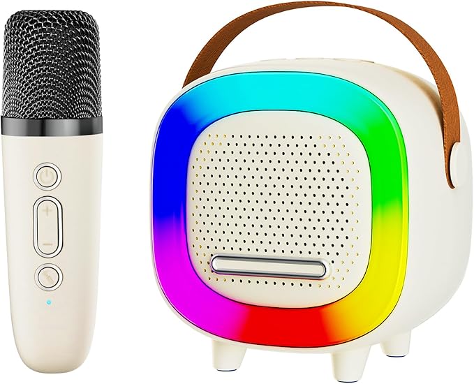 Mini Karaoke Machine Speaker for Kids Adults, Portable Bluetooth with 1 Wireless Microphones, Children's Day Birthday Gift Ideas for Toys for Teens Boys and Girls Aged 4, 5, 6, 7, 8, 9, 10, 11, 12+