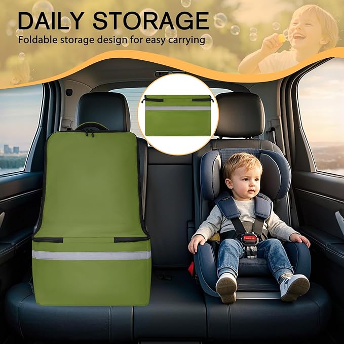 Car Seat Travel Bag for Airplane,Infant Seat Travel Bag with Shoulder Strap,Padded Car Seats Backpack with Reflective Stripes,Large Carseat Carrier Bag Travel Car Seat Cover,Green