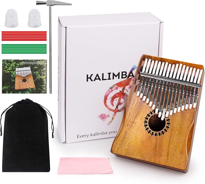 Kalimba Thumb Piano 17 Keys, Portable Mbira Finger Piano Gifts for Kids and Adults Beginners Wood