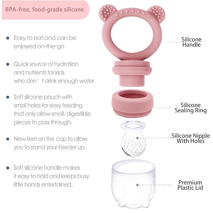 Silicone Baby Food Freezer Tray with Teething Popsicle Molds - Baby Fruit Feeder and Breastmilk Teether Combo