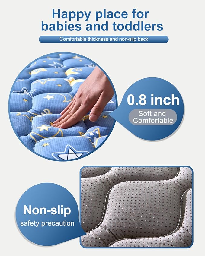 Odorless Premium Foam Baby Play Mat 79" x 63", Soft Microfiber Fabric Crawling Mat for Floor- Comfortable and Hypoallergenic, Non-Slip Cushioned Floor Playpen mat for Infants,Babies,Toddlers