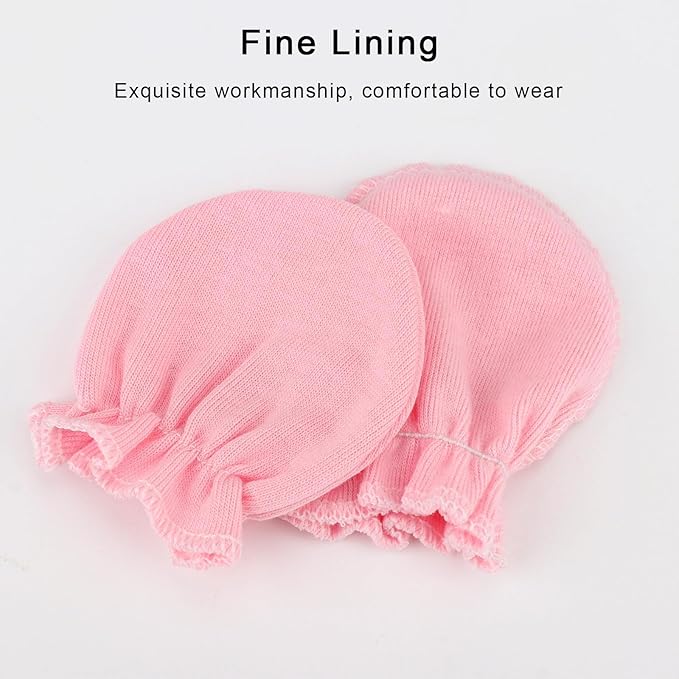 BQUBO Newborn Infant Toddler Mittens No Scratch Cotton Elastic Wrist Gloves Hypoallergenic for 0-6 Months Baby Boys Girls