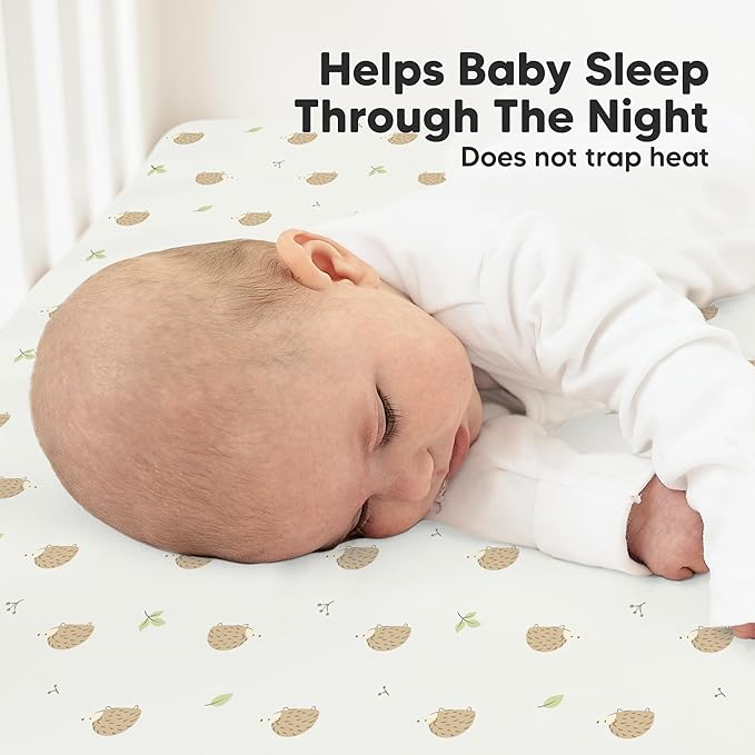 KeaBabies 2-Pack Organic Crib Sheets for Boys, Girls - 52x28 Fitted Crib Mattress Sheet Neutral, Breathable Jersey Cotton Cover for Baby Bed, Toddler Mattress, Soft & Cute Prints (Nibbles/Bruce)