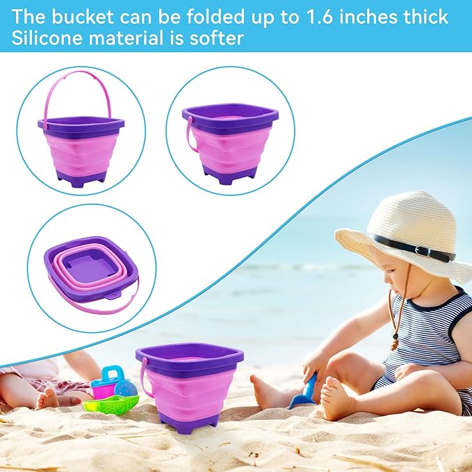 2PCS Fishing Net with Bucket, Telescopic Fishing Landing Net, Collapsible Kids Sand Bucket, Kids Fish Butterfly Catching for Freshwater Saltwater Outdoor Activities