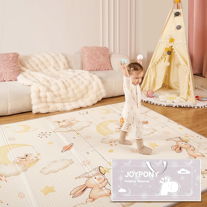 Baby Play Mat, 79 x 71 Inches Extra Large Foldable Play Mats for Babies and Toddlers, Waterproof & Anti-Slip Portable Baby Floor Mat for Tummy Time, Foam Baby Mat for Floor with Travel Bag