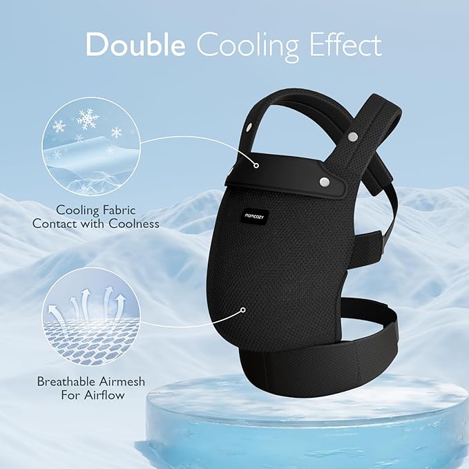 Momcozy Breathable Mesh Baby Carrier, Ergonomic and Lightweight Infant Carrier for 3-24 Months with Enhanced Lumbar Support, All Day Comfort for Hands-Free Parenting, Air Mesh-Black
