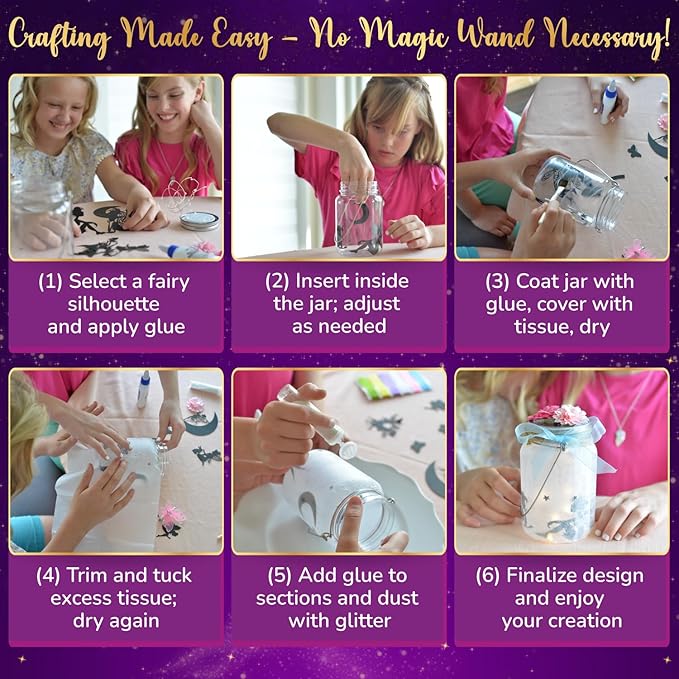 Pinwheel Crafts Fairy Lantern Toy for Kids Age 6-8 8-12+ Years - Make Your Own Night Light - Fairy Jar Gift for Girls with Led Light - Arts & Crafts Set, Pack of 2