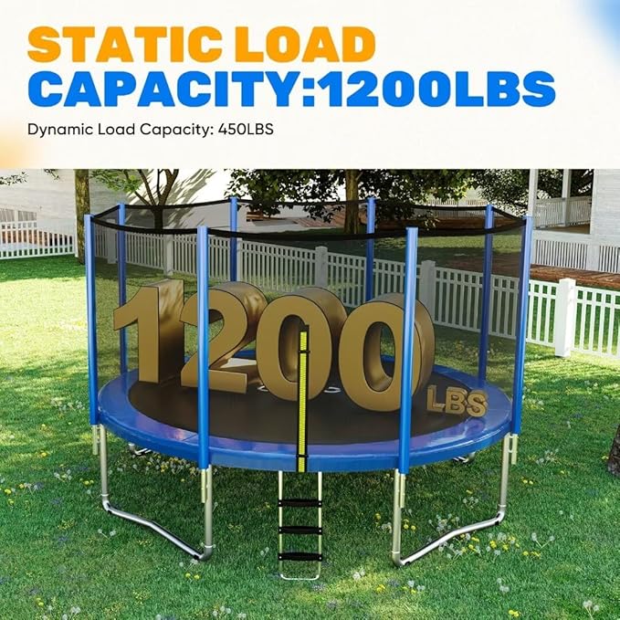 ORCC 1200LBS Weight Capacity Trampoline 16 15 14 12 10 8FT Outdoor Yard Trampolines for Kids Adults Outdoor Yard Trampolines for Kids Adults