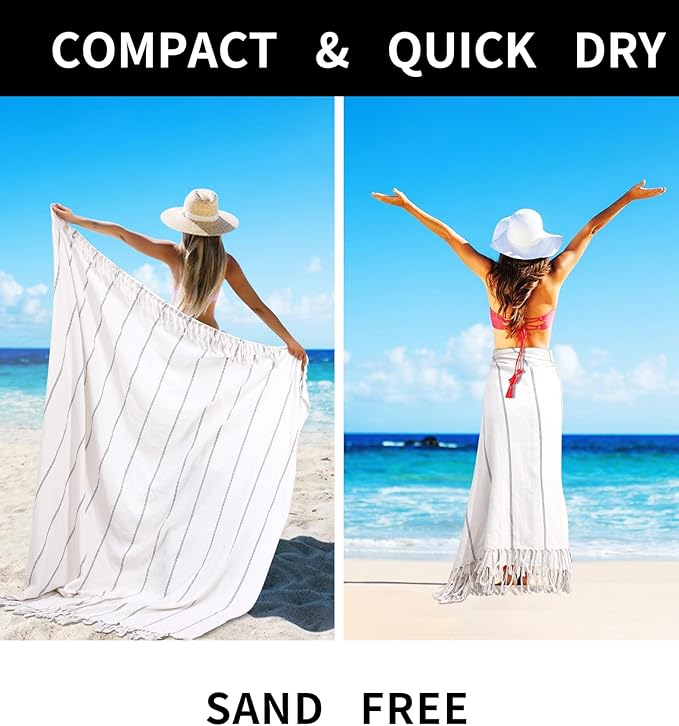 Large Cotton Beach Towel Swim Pool Turkish Bath Blanket Sand Cruise Essentials Cloud Surf Gear Hot Tub Spa Accessories Travel Must Haves Summer Vacation Gadget Hawaii Trip Necessities