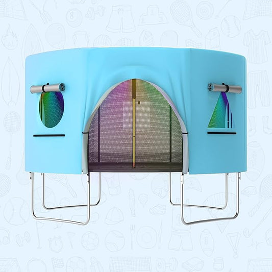 Gardenature 10FT/12FT/14FT Trampoline Tent(Tent Only), Fit Round Trampolines, Shade Cover with LED Light, Outdoor Trampolien Accessories, Anti-Tear, Beige