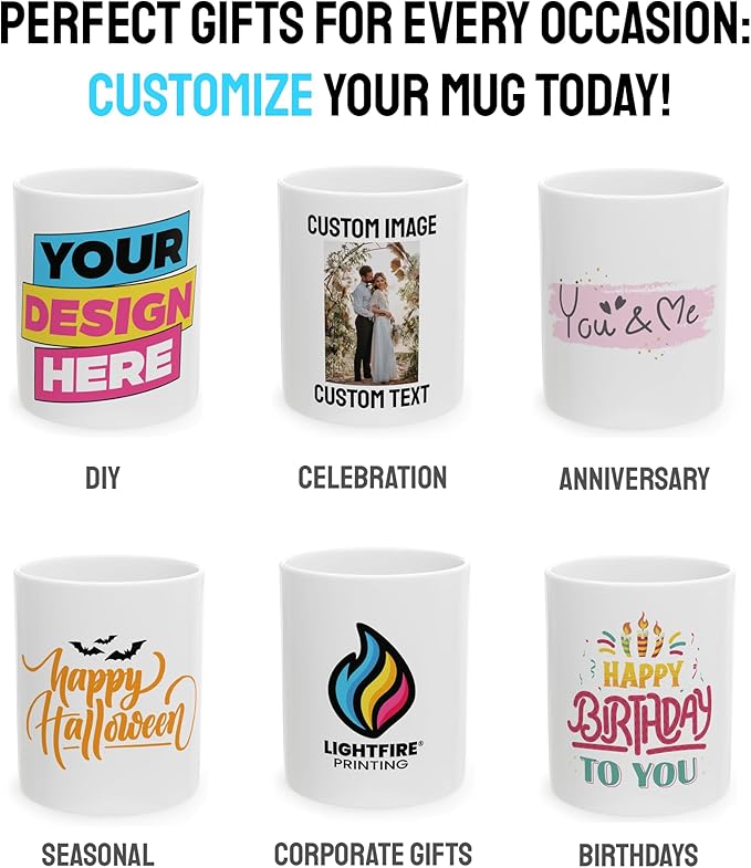 Personalized Coffee Mug – Custom Photo, Text, or Logo Ceramic Mug Tea Cup | Taza Personalizada with Picture or Message | Customized Gift Idea for Men & Women, Mom, Dad, Friends - White/Yellow | 11oz