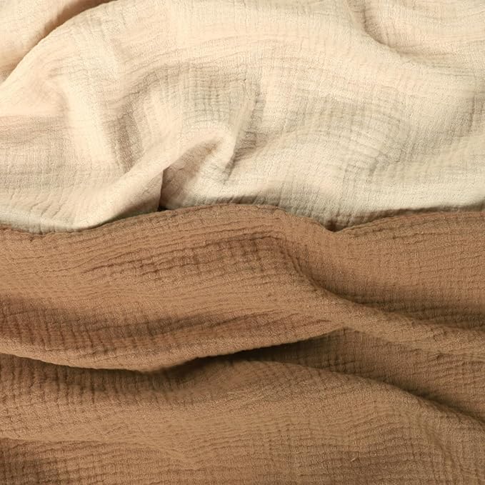 Hooyax Muslin Baby Lounger Cover 2 Pack, Soft and Breathable Newborn Lounger, Adorable Slipcover for Boys & Girls (Brown, Wheat)