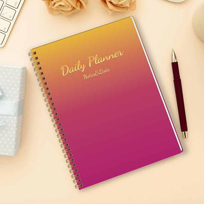 Cute Daily Planner Undated & To Do List Notebook for Work: With Hourly Schedule, 80 days Day on a Page Planner for Life Tasks - Day & Hour Agenda, Organizer Journal For Women or Men Purple