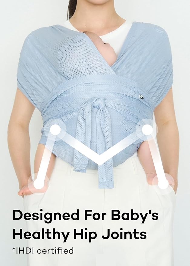 Konny Baby Carrier Flex SoftBreeze with Head Support - Adjustable, Easy to Wear Baby Wrap Sling, Perfect for Newborn Babies Essentials up to 44 lbs (XS-XL) - Beige