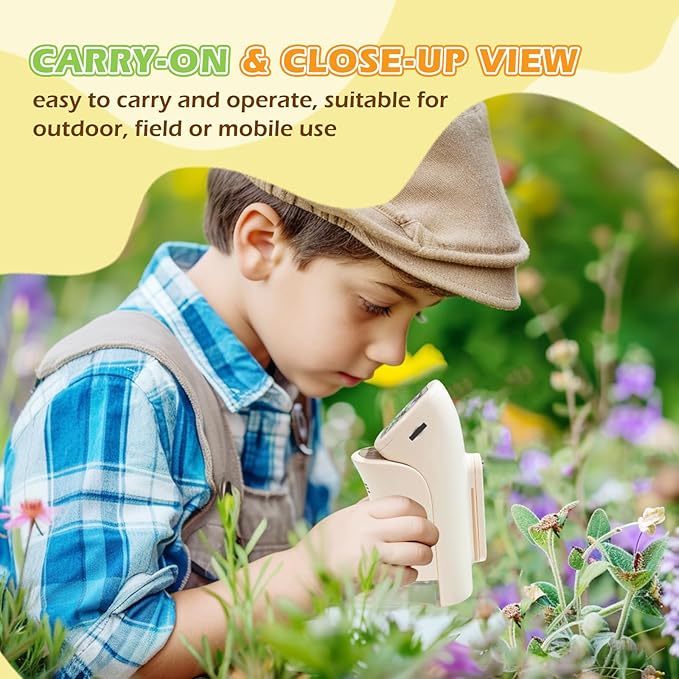 Microscope for Kids, 1000X HD Pocket Kids Microscope, 2.1'' LCD Screen Mini Micrscope for Kids 8-12, Science Mini Scope Toy Kits, Handheld Miniscope Educational Gifts for Kids, 32 GB TF Card Included
