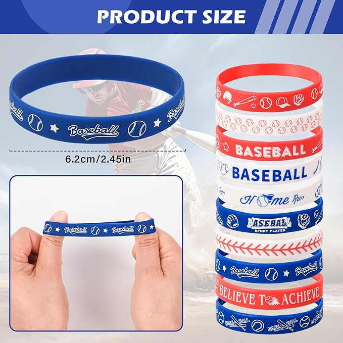 LiYiQ 72 Pcs Baseball Party Favors Baseball Team Gifts Baseball Goodie Bags Stuffers Baseball Ballpoint Pens Bookmark Card and Silicone Bracelet