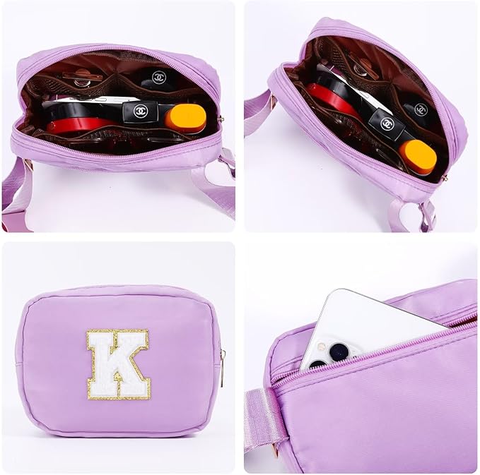 YOOLIFE Initial Belt Bag - Fanny Pack Crossbody Bag for Women, Monogrammed Crossbody Purse, Letter K
