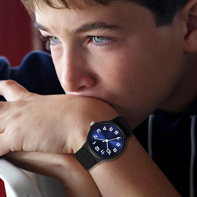 Kids Analog Watch Boys Girls, 30M Waterproof, Sports Watch for Boys, Easy to Read Children's Thin Dial Wrist Watches with Soft Band, for Ages 5-15 Kids Great Birthday Gifts Christmas Day