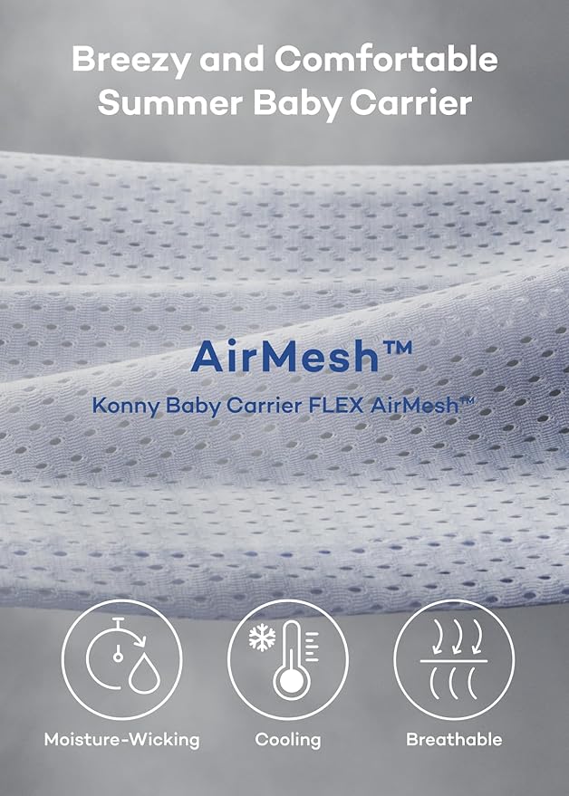 Konny Baby Carrier Flex SoftBreeze with Head Support - Adjustable, Easy to Wear Baby Wrap Sling, Perfect for Newborn Babies Essentials up to 44 lbs (XS-XL) - Mocha
