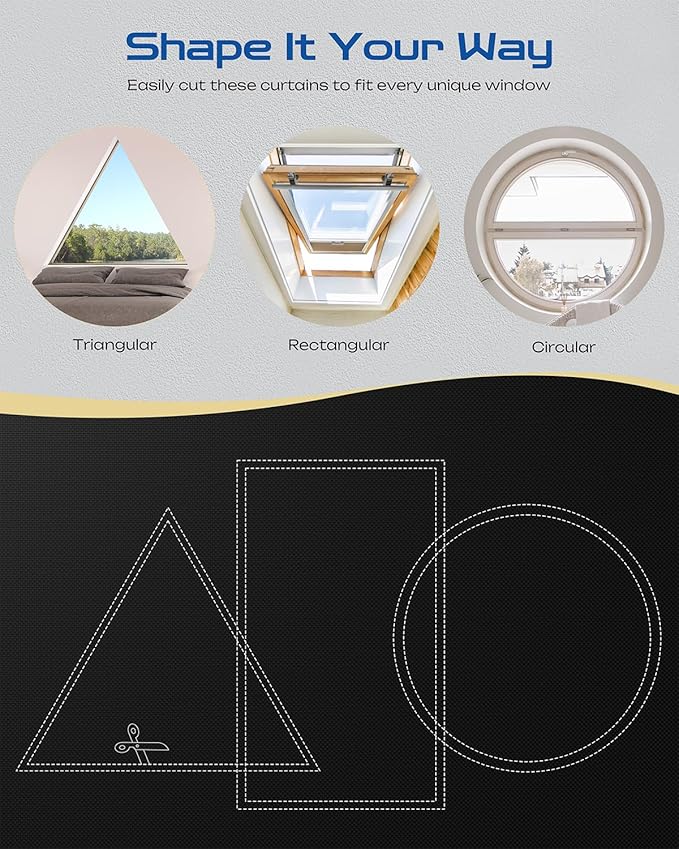 29" W x 84" L 100% Portable Blackout Curtains, Total Darkness No-Drill Black Out Window Cover,Temporary Blackout Shades with Hook & Loop Tape, for Bedroom, Nursery, Dorm, Travel (Black)