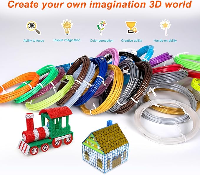 31 Colors 3D Pen Filament Refills Works with SCRIB3D PIKA3D MYNT3D 3D Pen, 16 Feet Per Color 1.75mm PLA 3D Printing Filament Refills, NOT FIT 3Doodler Start Pen