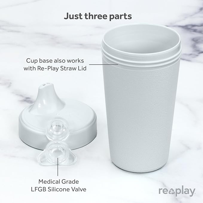 Re-Play Sippy Cups for Toddlers - 10 Oz. Reusable Spill Proof Cups for Kids, Dishwasher/Microwave Safe - Made in USA - Set of 3-3.13" x 6.25" - Modern Pink