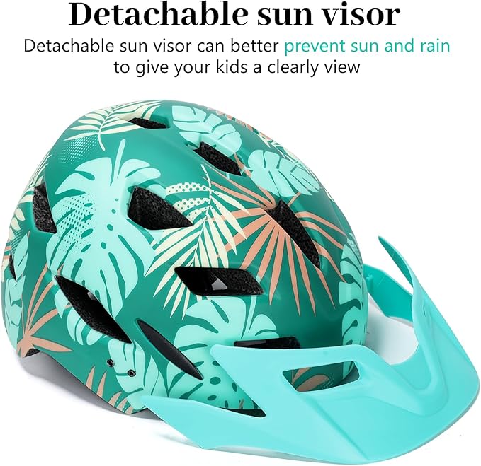 Kids Bike Helmet, Youth Toddler Boys Girls Helmets, 2 Size Adjustable for Ages 2-3-5-8-14 Years, Child Helmet with Visor and LED Light, Lightweight Multi-Sport Bicycle Scooter Cycling Helmets