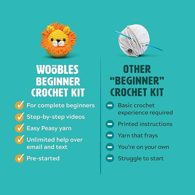 The Woobles Minecraft Crochet Kit – Beginner Crochet Kit for Adults & Kids, Easy Knitting Kit with Woobles Yarn, DIY Crafts, Crochet Animals, Minecraft Toys, Gift for Gamers & Crafters (Llama)