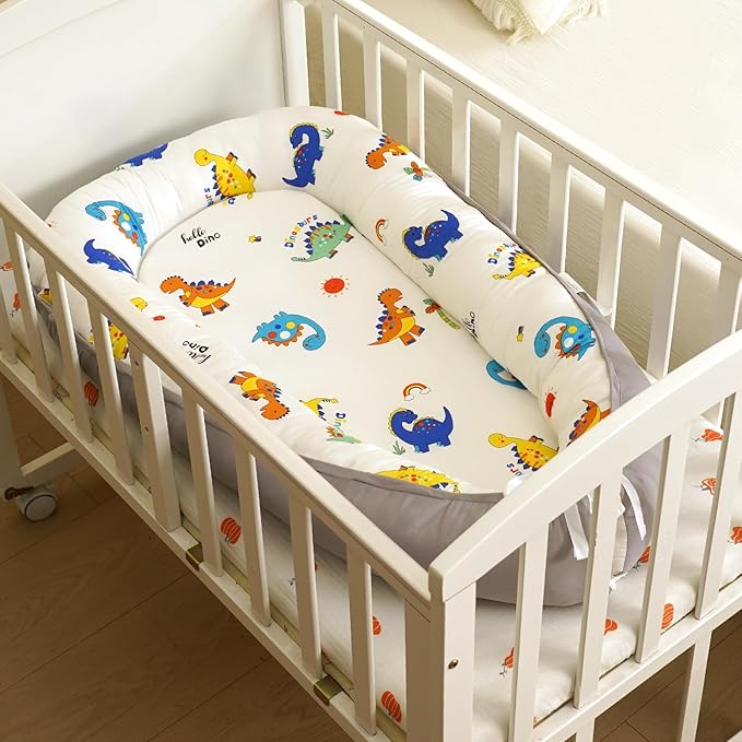 HKAI Baby Lounger – Soft Cotton Infant Floor Seat for Newborn to 24 Months, Portable Baby Essentials for Boys & Girls, Travel-Friendly Baby Lounge Pillow