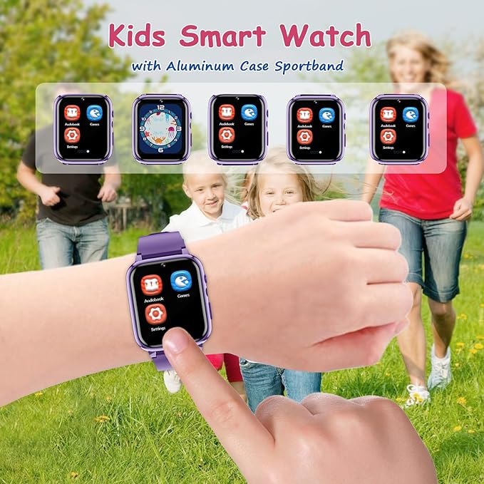 Goodatech 1.69'' Kids Smart Watch for Kids Boys Girls, HD Camera,26 Puzzle Games,Video Music Player,Pedometer,Flashlight,Alarm Clock, Christmas Birthday Gifts for 4-12 Years Children (Purple)