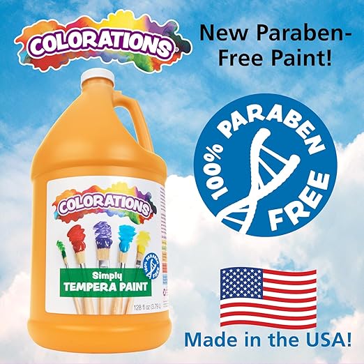 Colorations Paraben-Free Tempera Paint for Kids - 1 Gallon, Vibrant Yellow. Non-Toxic and Made in the USA, Classroom Must Haves, Bulk Arts and Crafts Supplies