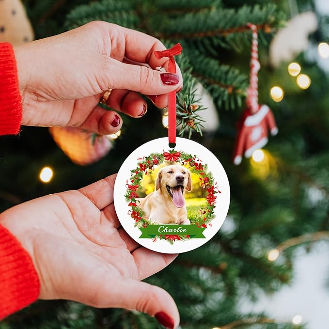 Personalized Dog Photo Christmas Ornaments 2025, Puppy Dog Cat First Christmas Ornaments, Pet Memorial Gifts for Dog Lovers, Pet Lovers