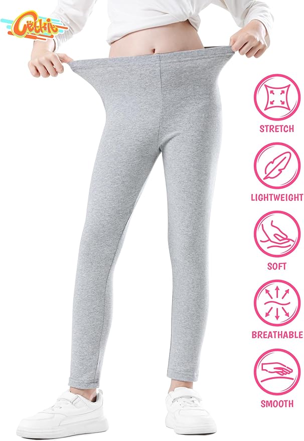 Girls Leggings Cotton Leggings for Toddler Footless Girls Pants Stretchy Baby Girl's Pants Infant Basic Leggings Size 6M -14Y