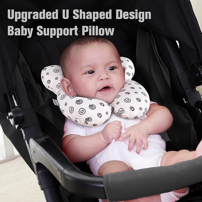 KAKIBLIN Baby Neck Pillow, Baby Head Pillow, Upgraded Travel Support Pillow for Carseat, Neck Support for Car Seat,Pushchair (Snail)