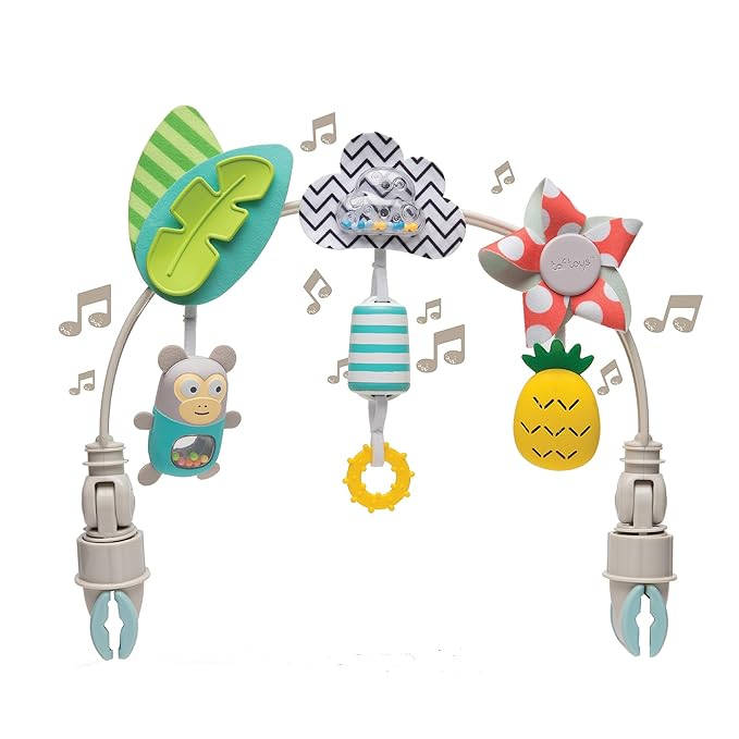 Taf Toys ‘Tropical Orchestra Arch’ | Ideal for Infant & Toddlers, Fits Stroller & Pram, Activity Arch with Fascinating Toys, Stimulates Baby’s Senses and Motor Skills Development, Easier Outdoors