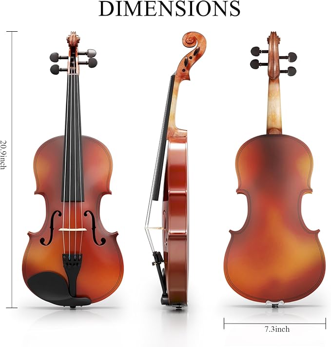 1/2 Violin Kit, Beginner Violin for Kids, Students, Complete Kids Violins Set with Case, Bow, Rosin, Ideal for Kids Violins Beginner Ages 5-9, Brown