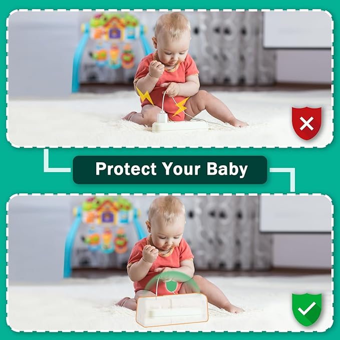 Improved Power Strip Cover Box(1 Pack) 丨Outlet Covers Baby Proofing丨Baby Safety Products丨Adjustable Length Childproof Outlet Cover丨Preventing Toddlers from Touching Sockets丨Fits Most Sockets., White
